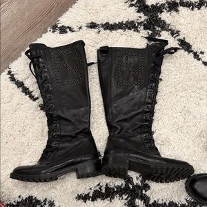 Fendi Black Leather Combat Boots